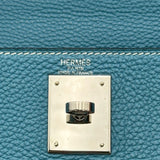 エルメス HERMES ケリー28 内縫い ▢L刻印 ブルージーン シルバー金具 トゴ レディース ハンドバッグ