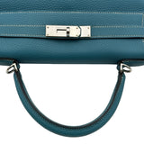 エルメス HERMES ケリー28 内縫い ▢L刻印 ブルージーン シルバー金具 トゴ レディース ハンドバッグ