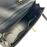 エルメス HERMES ケリー32 外縫い 〇U刻印 ブラック ゴールド金具 アルデンヌ レディース ショルダーバッグ