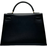 エルメス HERMES ケリー32 外縫い 〇U刻印 ブラック ゴールド金具 アルデンヌ レディース ショルダーバッグ