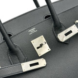 エルメス HERMES バーキン30 U刻印 ブラック/シルバー金具 エプソン レディース ハンドバッグ