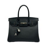 エルメス HERMES バーキン30 U刻印 ブラック/シルバー金具 エプソン レディース ハンドバッグ