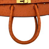 エルメス HERMES バーキン30 A刻印 タンジェリン ゴールド金具 オーストリッチ レディース ハンドバッグ