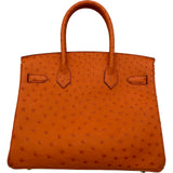 エルメス HERMES バーキン30 A刻印 タンジェリン ゴールド金具 オーストリッチ レディース ハンドバッグ