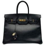 エルメス HERMES バーキン35 □A刻印 ブラック ゴールド金具 アルデンヌ レディース ハンドバッグ