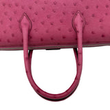 エルメス HERMES ポリポンペイ27 □J刻印 フューシャピンク シルバー金具 オーストリッチ レディース ハンドバッグ