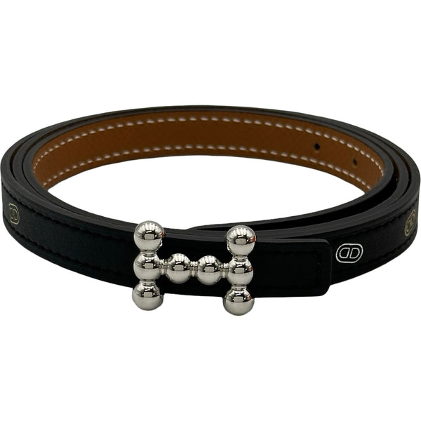 エルメス HERMES リバーシブルベルト W刻印 ブラック/ゴールド