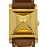 エルメス HERMES メドール ME1.201 ホワイト ゴールドプレーテッド クオーツ レディース 腕時計