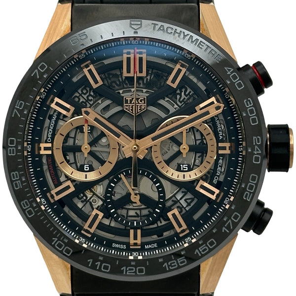 タグ・ホイヤー TAG HEUER カレラ キャリバーホイヤー02 クロノグラフ CBG2050.FC6426 ブラック ステンレススチール/ピンクゴールド 自動巻き メンズ 腕時計 タグ・ホイヤー TAG HEUER カレラ キャリバーホイヤー02 クロノグラフ