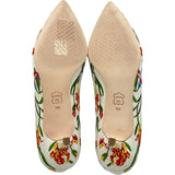 トリーバーチ TORY BURCH フラワー刺繍パンプス アイボリー キャンバス レディース パンプス