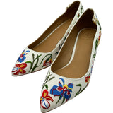 トリーバーチ TORY BURCH フラワー刺繍パンプス アイボリー キャンバス レディース パンプス