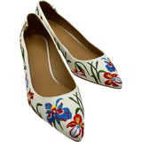 トリーバーチ TORY BURCH フラワー刺繍パンプス アイボリー キャンバス レディース パンプス