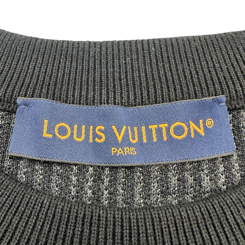 ルイ・ヴィトン LOUIS VUITTON ダモフラージュジャガードニットセーター HSN92W ブラック コットン メンズ ニット ルイ・ヴィトン LOUIS VUITTON ダモフラージュジャガードニット