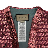 グッチ GUCCI スパンコール半袖ボレロジャケット 653449 ピンク アクリル レディース ノーカラージャケット