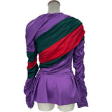 グッチ GUCCI x BALENCIAGA ギャザーストレッチブラウス 677041 パープル ナイロン レディース ブラウス