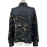 シャネル CHANEL ココマークカメリアロゴキルティング切替シャツ P61820V ブラック ポリエステル レディース 長袖Ｔシャツ