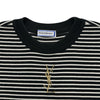 サンローラン SAINT LAURENT ロゴボーダー半袖ワンピース ブラック トリアセテート レディース ワンピース