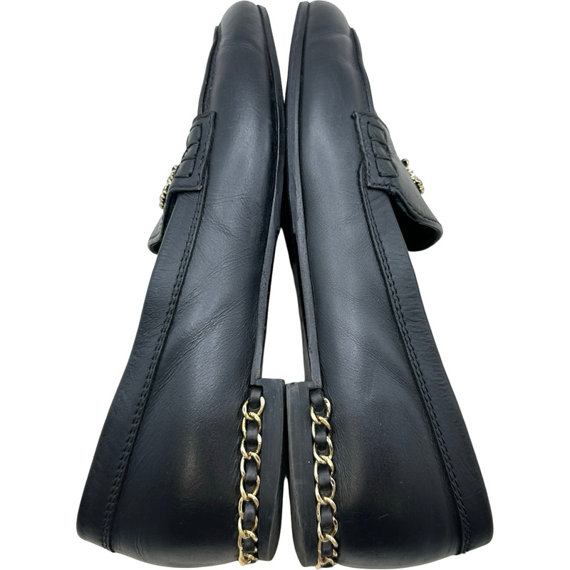 シャネル CHANEL ココマークチェーンローファー G35067 ブラック