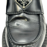 プラダ PRADA チョコレート ブラッシュドレザーローファー 2DE127 ブラック レザー メンズ ローファー
