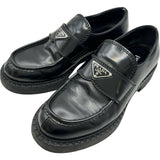 プラダ PRADA チョコレート ブラッシュドレザーローファー 2DE127 ブラック レザー メンズ ローファー