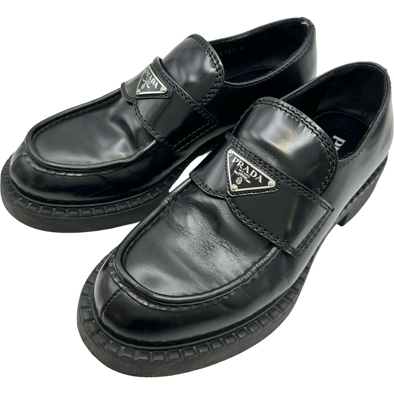 プラダ PRADA チョコレート ブラッシュドレザーローファー 2DE127