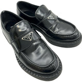 プラダ PRADA チョコレート ブラッシュドレザーローファー 2DE127 ブラック レザー メンズ ローファー