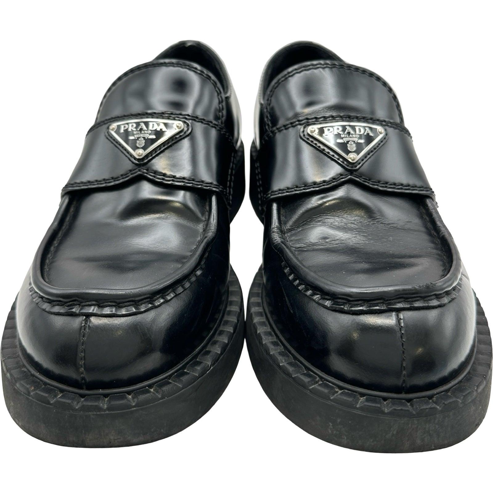 プラダ PRADA チョコレート ブラッシュドレザーローファー 2DE127
