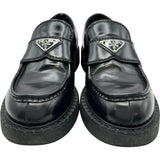 プラダ PRADA チョコレート ブラッシュドレザーローファー 2DE127 ブラック レザー メンズ ローファー