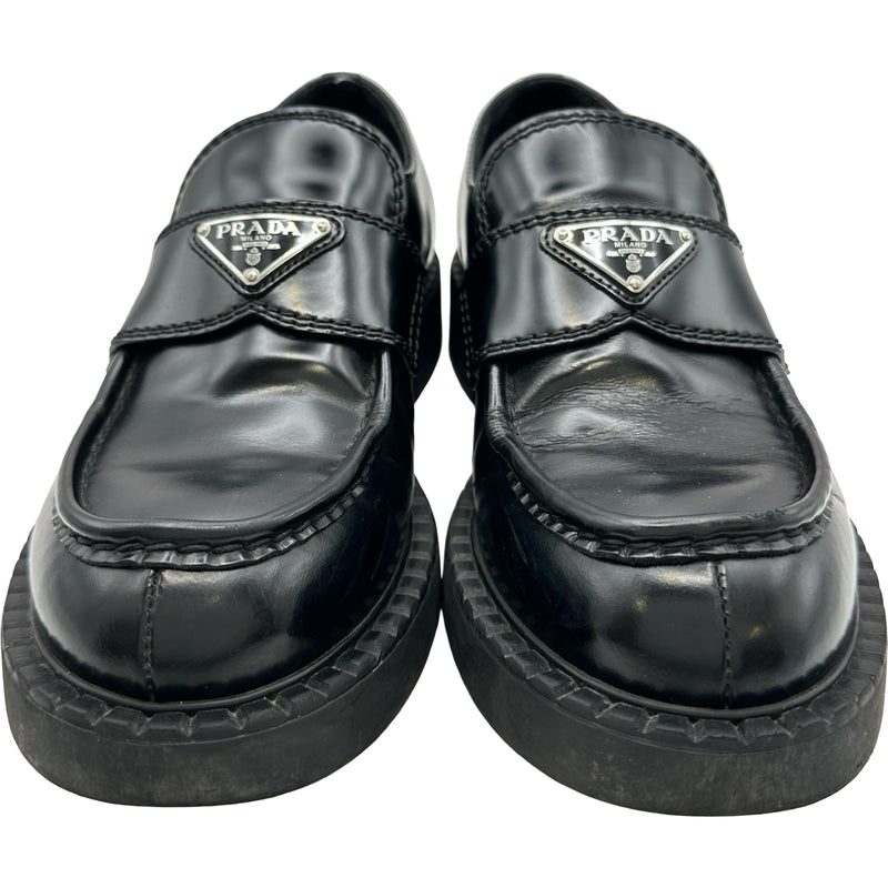 プラダ PRADA チョコレート ブラッシュドレザーローファー 2DE127