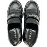 プラダ PRADA チョコレート ブラッシュドレザーローファー 2DE127 ブラック レザー メンズ ローファー