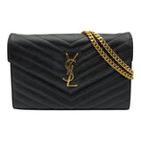サンローラン SAINT LAURENT カサンドラ チェーンウォレット 377828 ブラック ゴールド金具 グレインカーフ レディース ショルダーバッグ