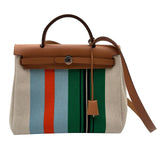 エルメス HERMES エールバックジップPM Ｗ刻 ベージュ/ナチュラル シルバー金具 トワル・ハンター レディース ショルダーバッグ