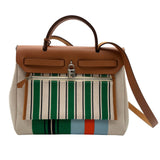 エルメス HERMES エールバックジップPM Ｗ刻 ベージュ/ナチュラル シルバー金具 トワル・ハンター レディース ショルダーバッグ