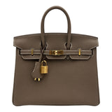 エルメス HERMES バーキン25 K刻 エトゥープ ゴールド金具 トゴ レディース ハンドバッグ
