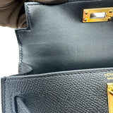 エルメス HERMES ミニケリー2 Z刻印 ブラック ゴールド金具 エプソン レディース ショルダーバッグ