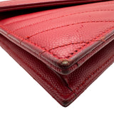 サンローラン SAINT LAURENT エンヴェローブ チェーンウォレット 393953 レッド ゴールド金具 グレインカーフ レディース ショルダーバッグ