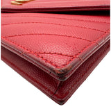 サンローラン SAINT LAURENT エンヴェローブ チェーンウォレット 393953 レッド ゴールド金具 グレインカーフ レディース ショルダーバッグ
