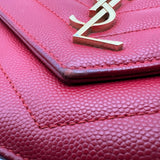 サンローラン SAINT LAURENT エンヴェローブ チェーンウォレット 393953 レッド ゴールド金具 グレインカーフ レディース ショルダーバッグ