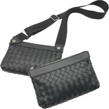 ボッテガ・ヴェネタ BOTTEGA VENETA イントレチャート デュオバッグ 651938 ブラック カーフレザー メンズ ショルダーバッグ