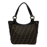 フェンディ FENDI ズッカ ハンドバッグ 8BH156 ブラウン ナイロンジャガード レディース ハンドバッグ