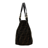 フェンディ FENDI ズッカ ハンドバッグ 8BH156 ブラウン ナイロンジャガード レディース ハンドバッグ