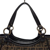 フェンディ FENDI ズッカ ハンドバッグ 8BH156 ブラウン ナイロンジャガード レディース ハンドバッグ