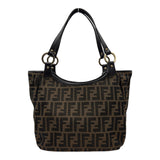 フェンディ FENDI ズッカ ハンドバッグ 8BH156 ブラウン ナイロンジャガード レディース ハンドバッグ