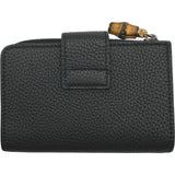 グッチ GUCCI バンブー付き ダブルG ミディアムウォレット 739498 ブラック レザー レディース 二つ折り財布
