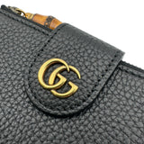 グッチ GUCCI バンブー付き ダブルG ミディアムウォレット 739498 ブラック レザー レディース 二つ折り財布