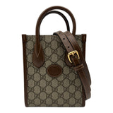 グッチ GUCCI インターロッキングG ミニトートバッグ 671623 ブラウン GGスプリームキャンバス/レザー レディース ショルダーバッグ