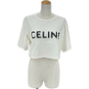 セリーヌ CELINE ロゴプリントクロップド半袖Tシャツ 2X761671Q ホワイト コットン レディース 半袖Ｔシャツ