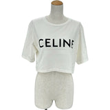 セリーヌ CELINE ロゴプリントクロップド半袖Tシャツ 2X761671Q ホワイト コットン レディース 半袖Ｔシャツ