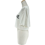 セリーヌ CELINE ロゴプリントクロップド半袖Tシャツ 2X761671Q ホワイト コットン レディース 半袖Ｔシャツ