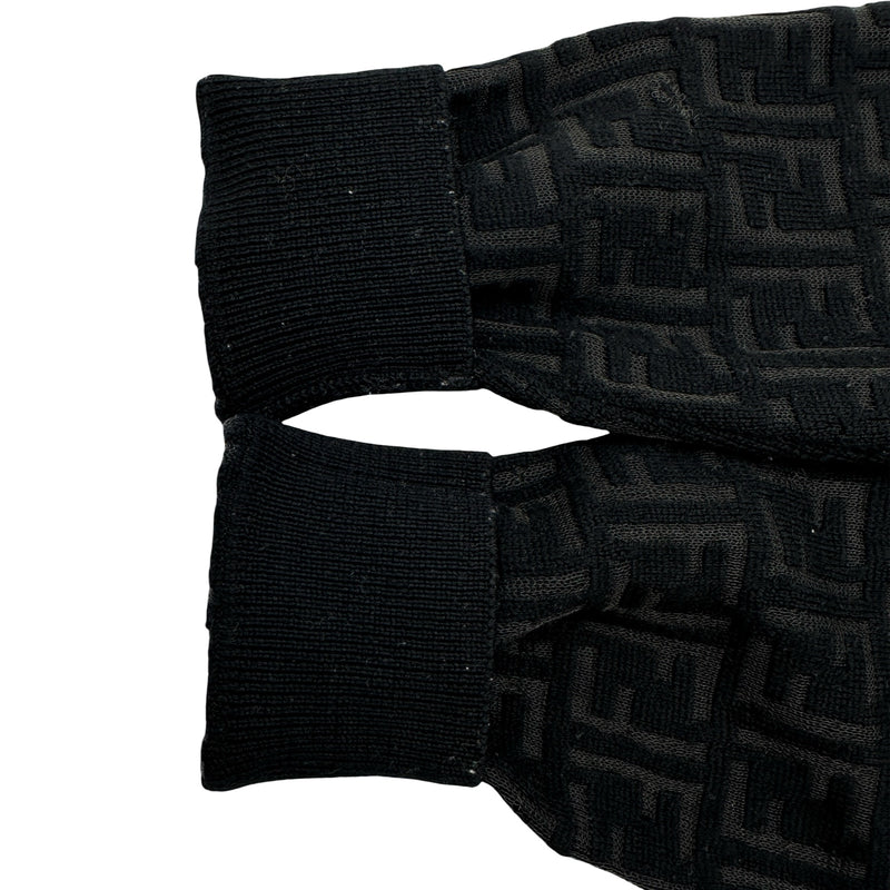 【美品】FENDI セーター フェンディ　セーター　FF柄　ブラック　ニット フェンディ FENDI FF総柄ニットセーター FZY063 ブラック ウール